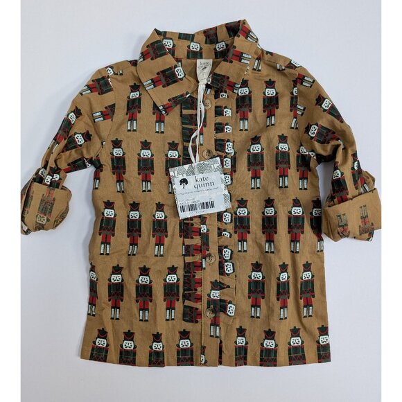 Nutcracker Tuxedo Shirt 2T Organic Cotton Kate Quinn Christmas Button Down Top - Picture 1 of 4